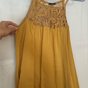 Elegant Mustard Crochet Tank Top